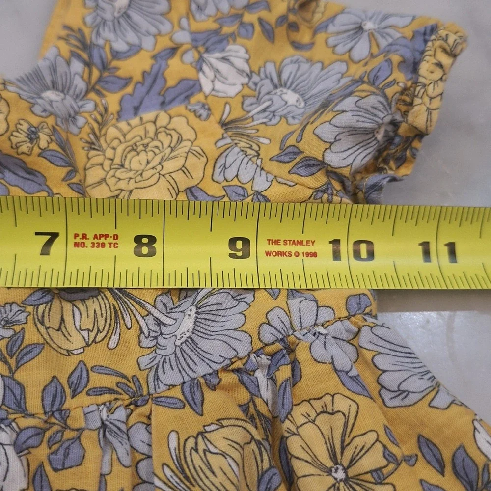 Joie Floral Dress Kids 3T Yellow Blue Ruffle Tiered Shortsleeve Boho Peasant